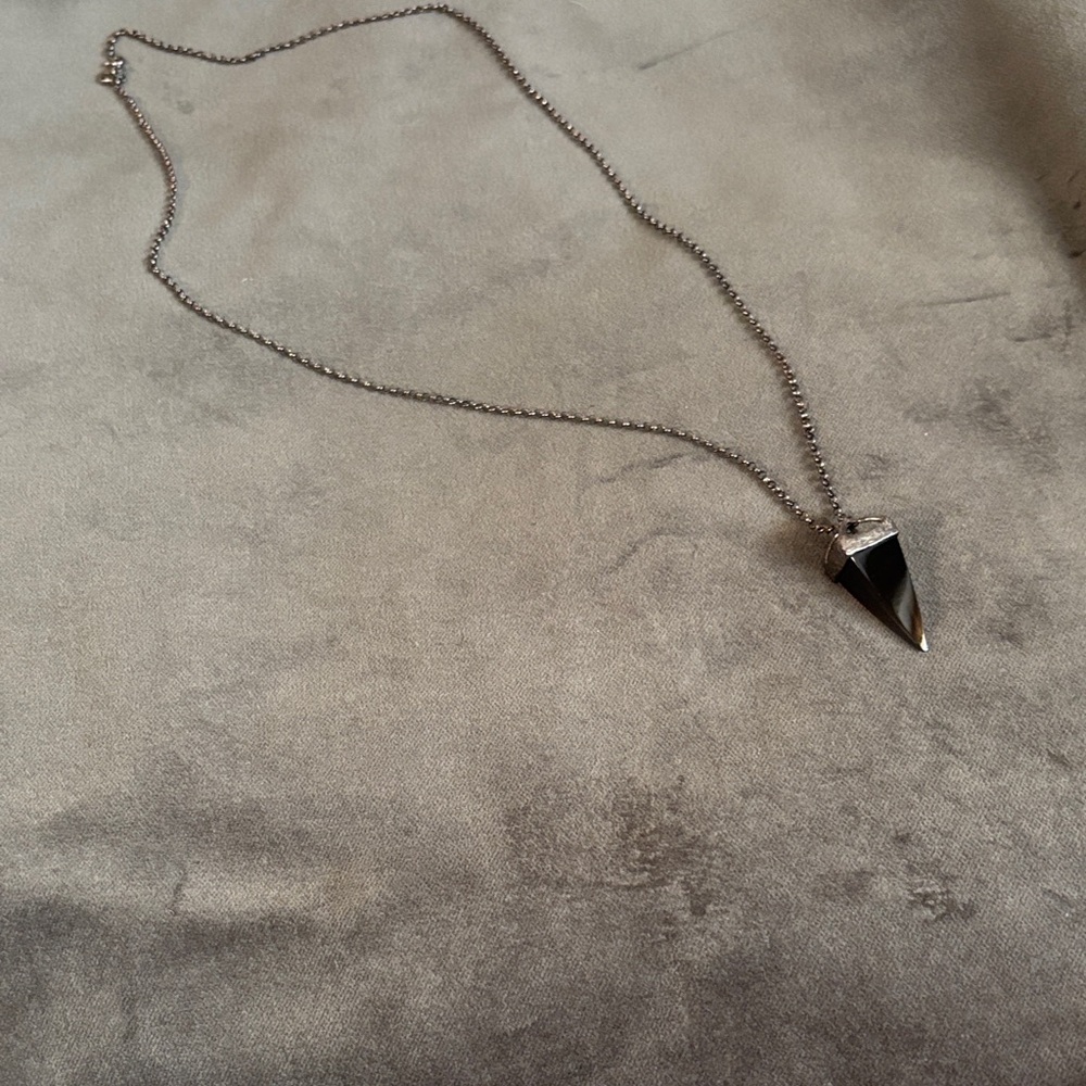 Waxing Poetic Silver Chain Necklace with Black Crystal Point Pendant